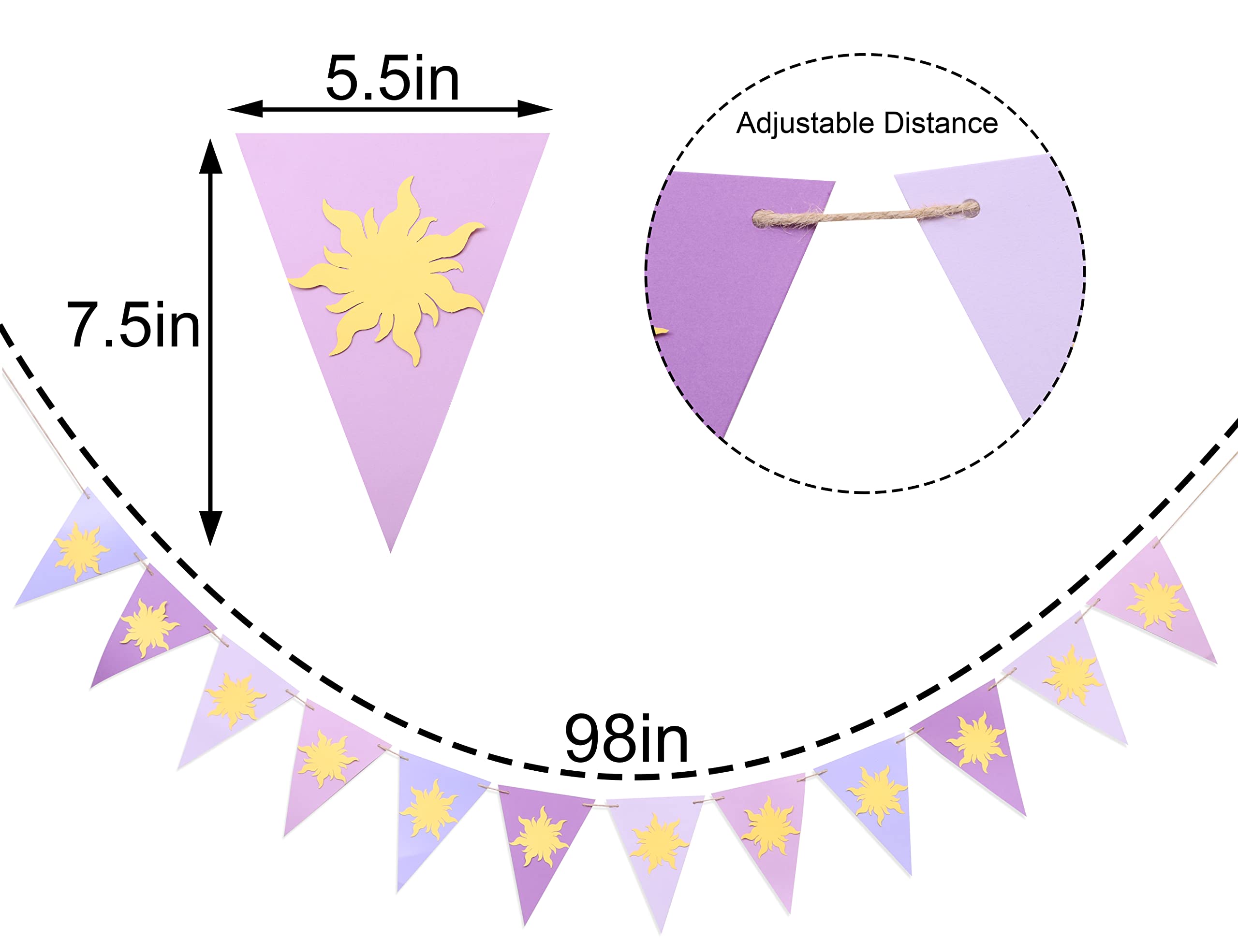 WAWOO Highchair Banner for 1st Birthday - Purple Sun Flag Banner, Purple Sun Hanging Bunting Banner, Purple Sun Birthday Party, Photo props,Purple Birthday Decoration (Flag Banner)