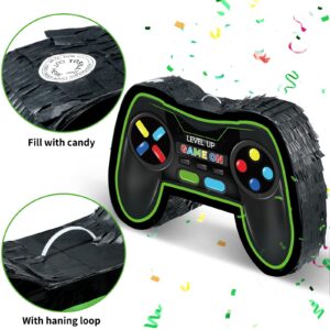 Video Game Controller Pinata Bundle Fiesta Gaming Controller Pinata Set with Blindfold and Bat Kids Birthday Gamer Party Supplies Game Toy for Kids Gaming Theme Party Carnival Events Decor (Green)