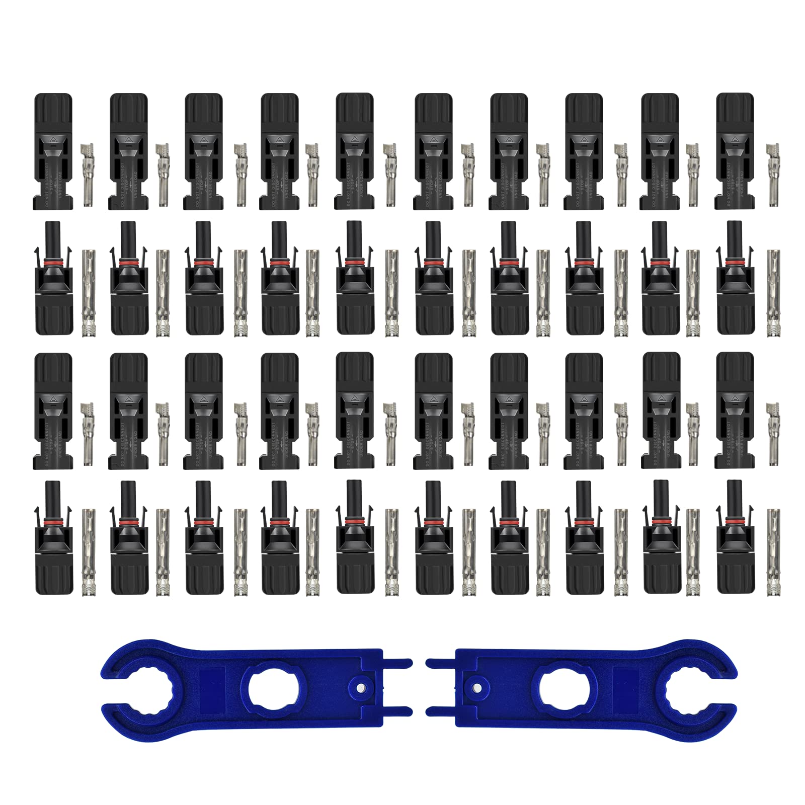 WERCHTAY 40 PCS M-C-4 Solar Panel Cable Connector with Spanners IP67 Waterproof 20 Pairs Solar Connectors Male/Female 1000V 30A (14AWG~10AWG)