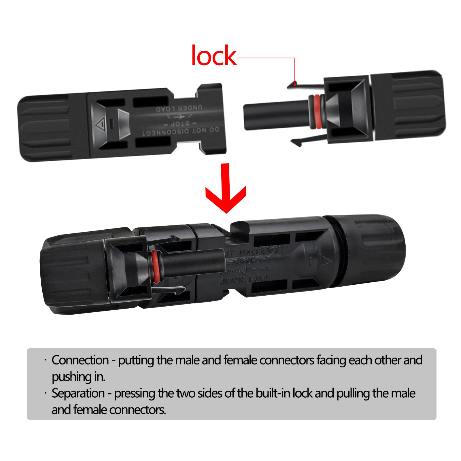 WERCHTAY 40 PCS M-C-4 Solar Panel Cable Connector with Spanners IP67 Waterproof 20 Pairs Solar Connectors Male/Female 1000V 30A (14AWG~10AWG)