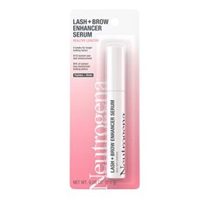 neutrogena healthy lash + brow enhancer serum for unisex adult formulated with biotin & peptides; nourishing & conditioning serum to enhance the look of lashes & eyebrows, 0.08 oz