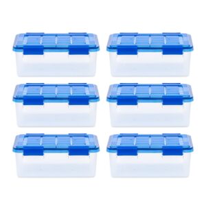 iris usa 6pack 19qt weatherpro airtight plastic storage bin with lid and seal and secure latching buckles