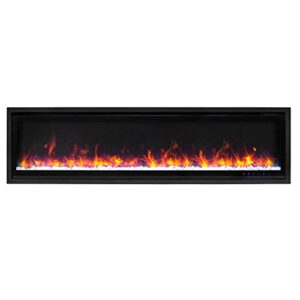 Kennedy II 60 Inch WiFi-Enabled Electric Fireplace, Wall Mount and Insert, Slim Modern Electric Fireplace Insert, Multicolor Realistic Flame, Touch Screen, Remote Control, Logs and Crystals, Black