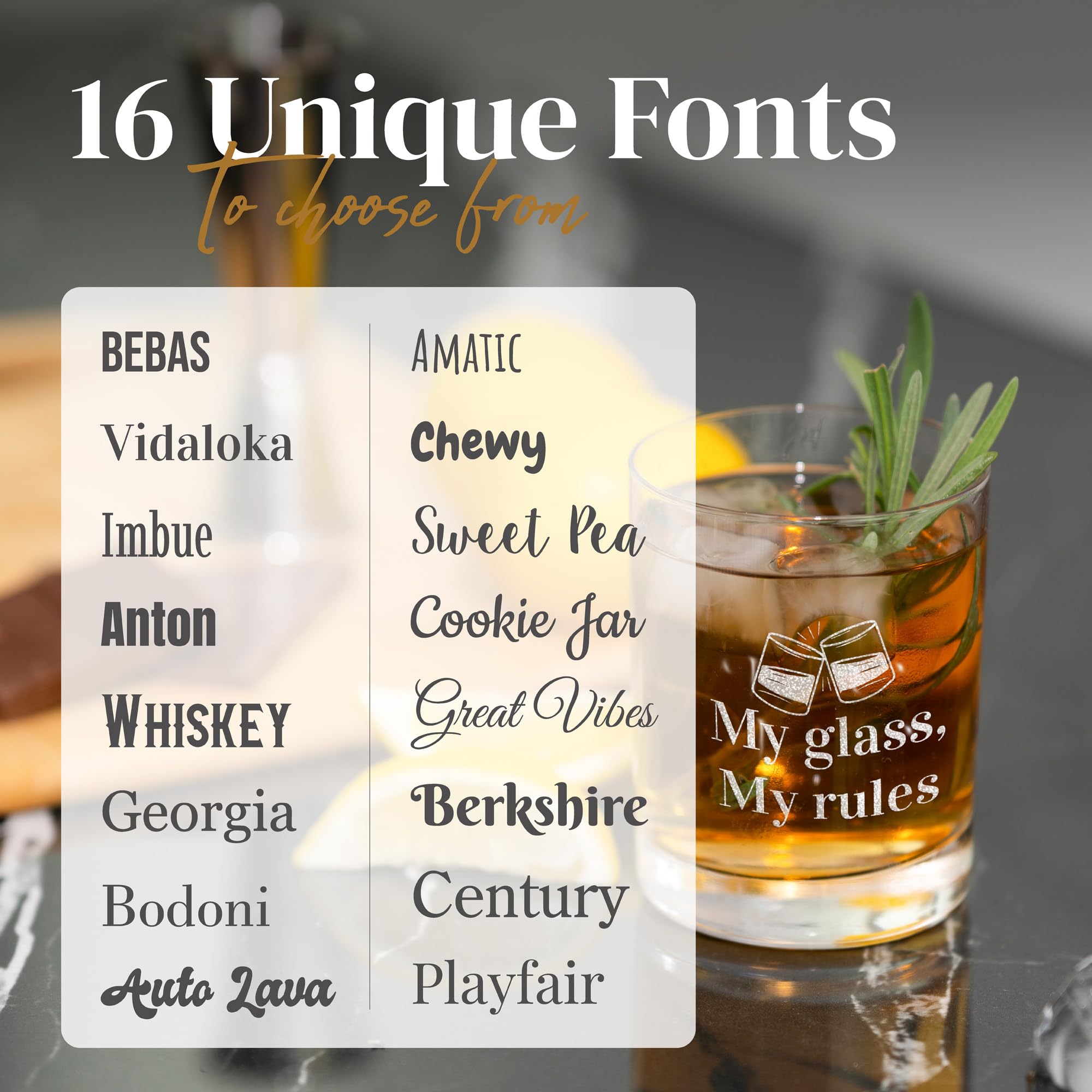 Custom 12oz Whiskey Glass with Your Custom Logo Design or Personalized Text - Permanent Laser Engraving - Wedding Favors, Corporate Gifts, Birthdays, Parties or Events