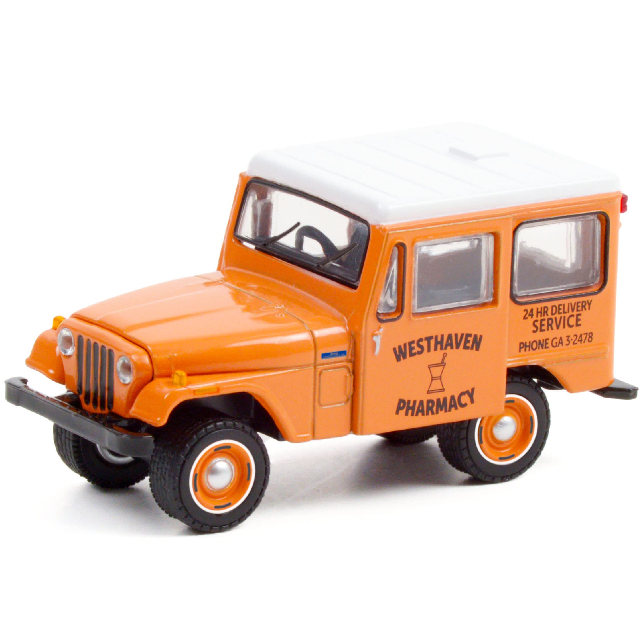 1974 DJ-5 Orange with White Top Blue Collar Collection Series 9 1/64 Diecast Model Car by Greenlight 35200 B