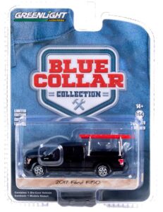 2017 pickup truck with ladder rack black blue collar collection series 9 1/64 diecast model car by greenlight 35200 f