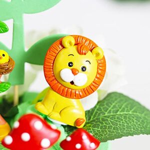 GooParty 20pcs Woodland Animals Resin Cake Decorations Cute Giraffe Elephant Dinosaur One 1st Forest Theme Cake Topper Jungle Safari Happy Birthday Party Favor