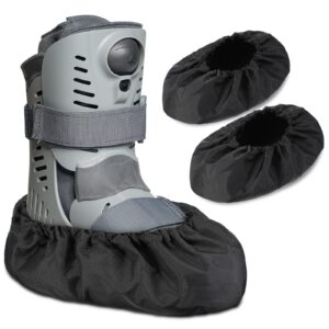 2 pieces walking boot cover recovery shoes covers non skid foot brace cover reusable boot cover waterproof cast rain cover, (black, large)