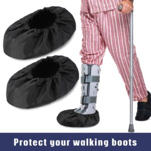 2 Pieces Walking Boot Cover Recovery Shoes Covers Non Skid Foot Brace Cover Reusable Boot Cover Waterproof Cast Rain Cover, (Black, Large)
