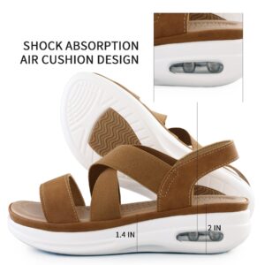 mysoft Women's Comfortable Walking Sandals Air Cushion Sport Slingback Elastic Band Platform Shoes