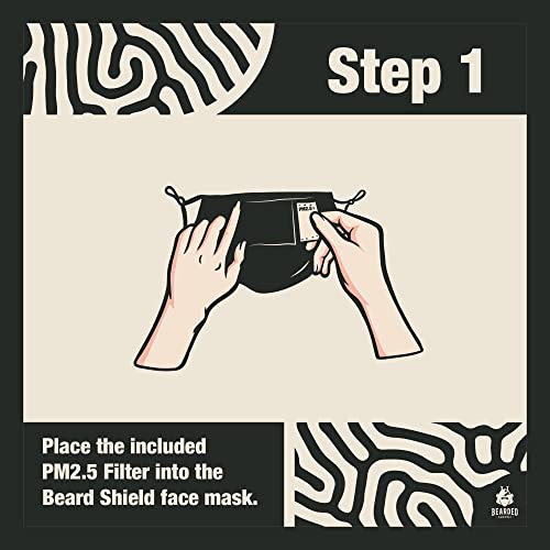 Bearded Samurai Beard Shield - Reusable Face Mask For Beards with Filter Pocket, For Short and Medium Length Beards