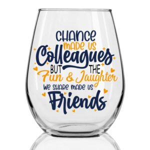 dyjybmy chance made us colleagues wine glass, coworker gifts for women coworkers, leaving gifts, friendship gifts, birthday retirement gifts, christmas gifts for coworkers