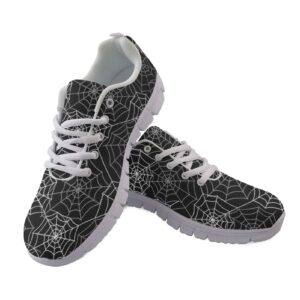 wanyint women men running shoes spider web cobweb halloween print athletic gym tennis shoes for lady, breathable sneakers for indoor outdoor gym travel