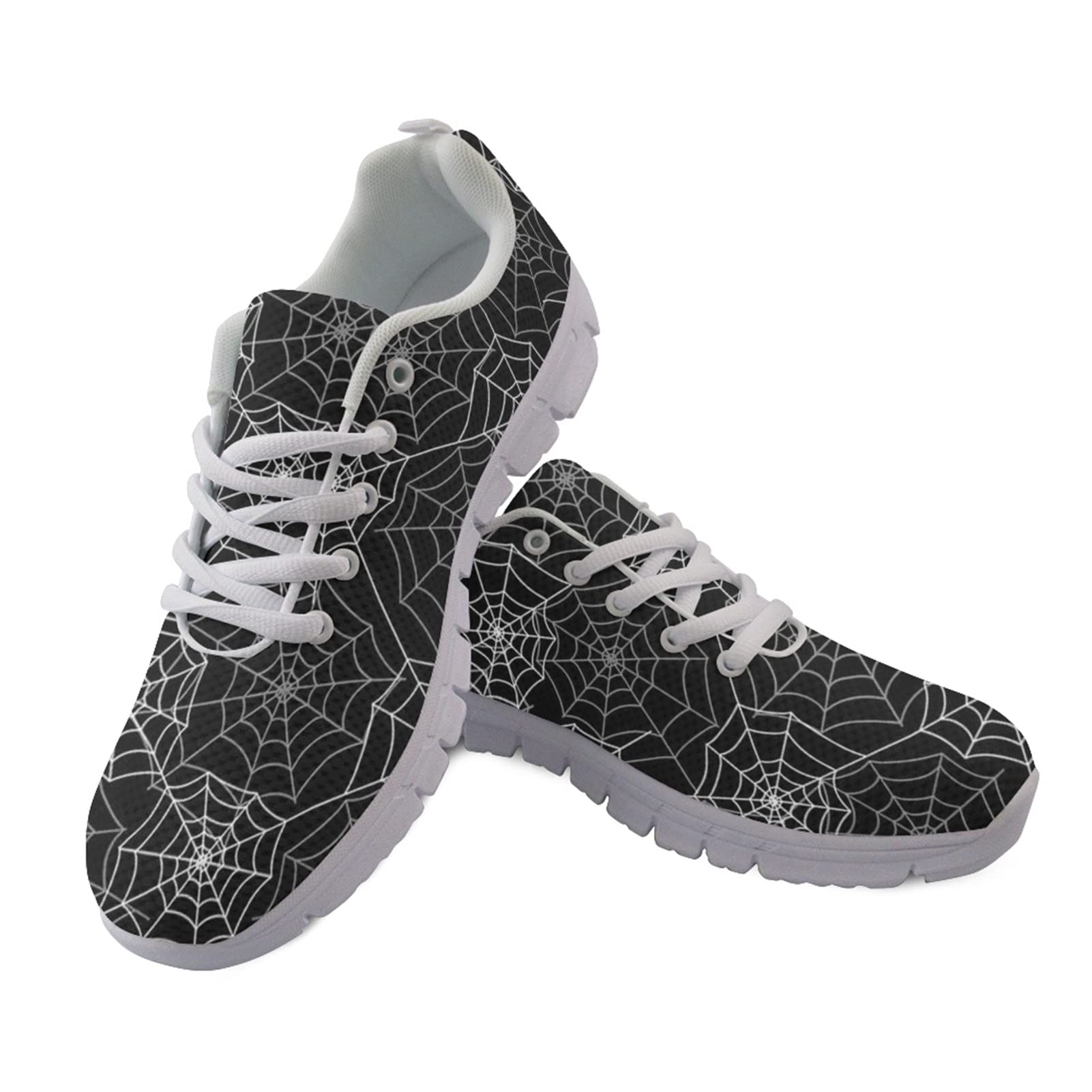 Wanyint Women Men Running Shoes Spider Web Cobweb Halloween Print Athletic Gym Tennis Shoes for Lady, Breathable Sneakers for Indoor Outdoor Gym Travel