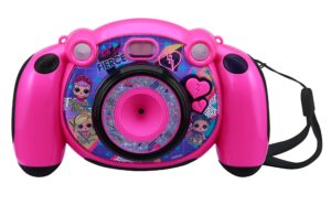 ekids lol surprise kids camera with sd card, digital camera for kids with hd video camera, built-in digital stickers for fans of lol toys for girls pink