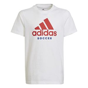 adidas boys' soccer logo tee, white, small