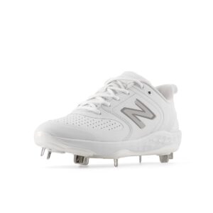 new balance women's fresh foam velo v3 softball shoe, white/white, 9.5