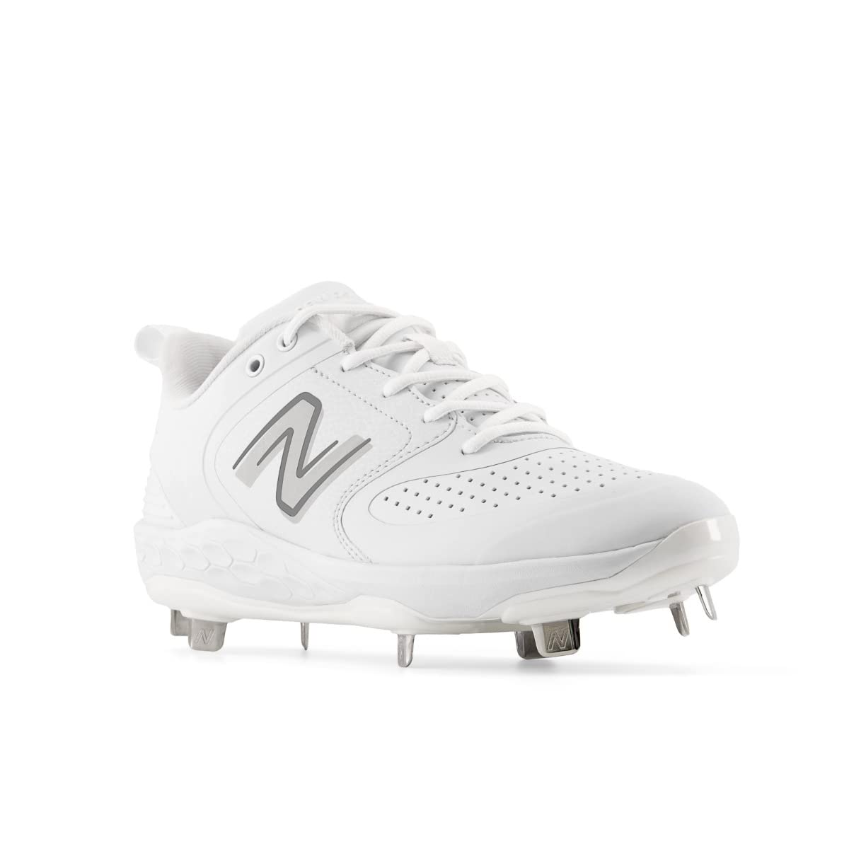 New Balance Women's Fresh Foam Velo V3 Softball Shoe, White/White, 9.5