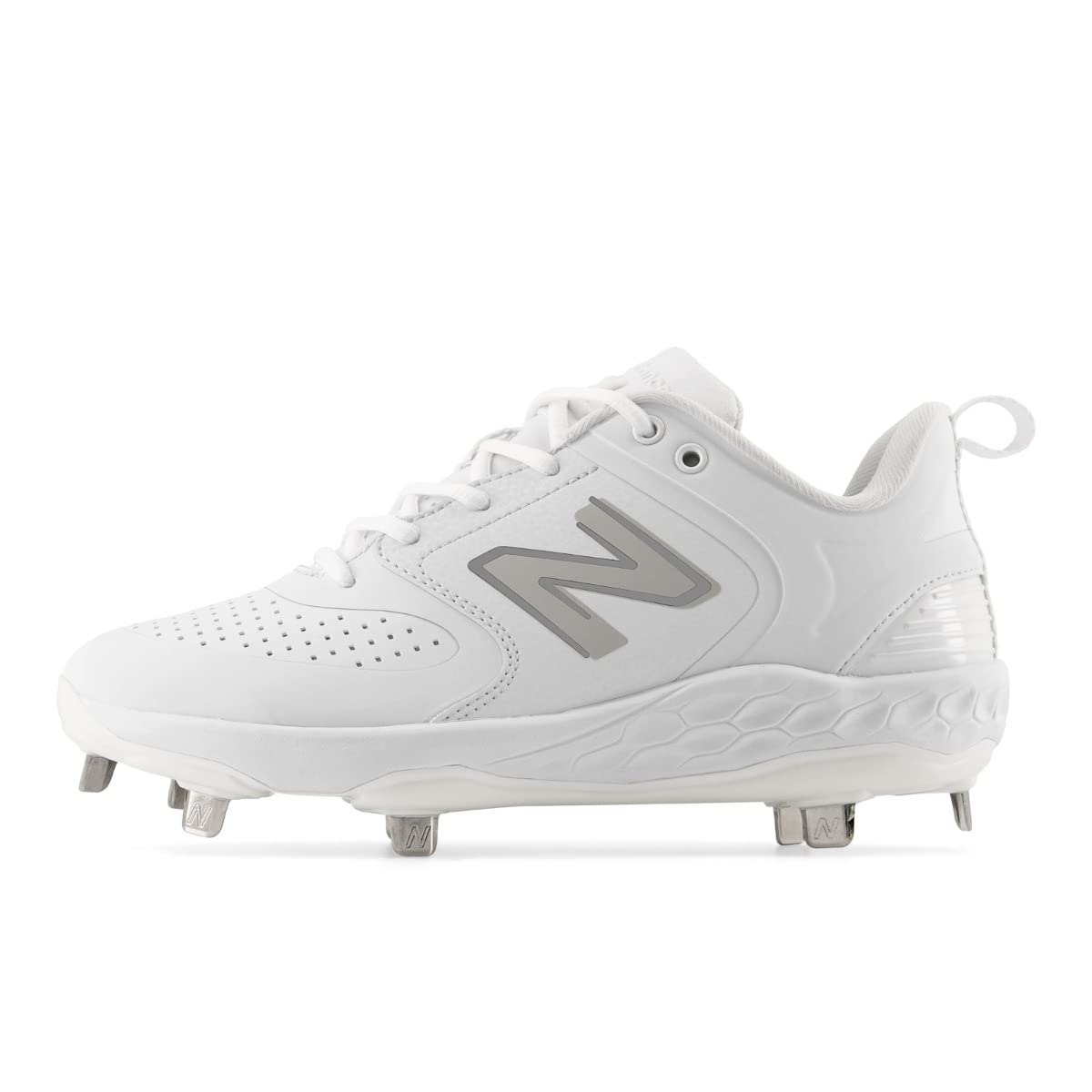 New Balance Women's Fresh Foam Velo V3 Softball Shoe, White/White, 9.5