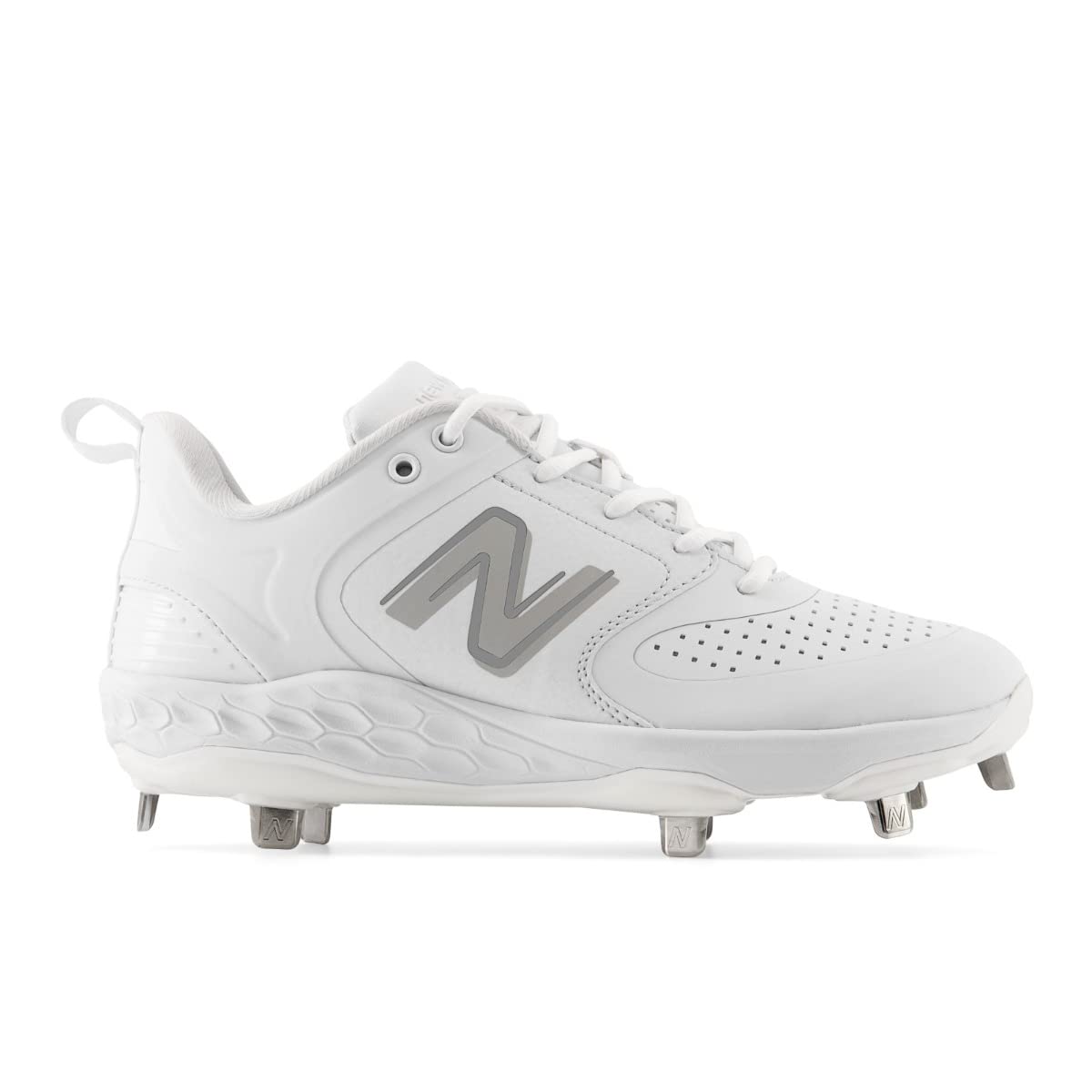 New Balance Women's Fresh Foam Velo V3 Softball Shoe, White/White, 9.5