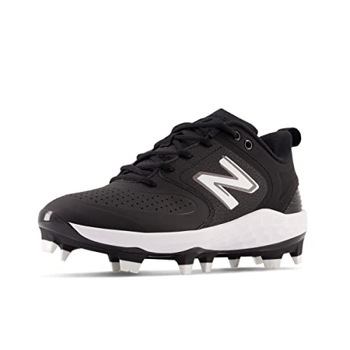 New Balance Women's Fresh Foam Velo V3 Molded Softball Shoe, Black/White, 7 Wide