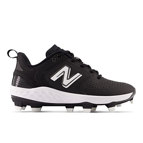 New Balance Women's Fresh Foam Velo V3 Molded Softball Shoe, Black/White, 7 Wide