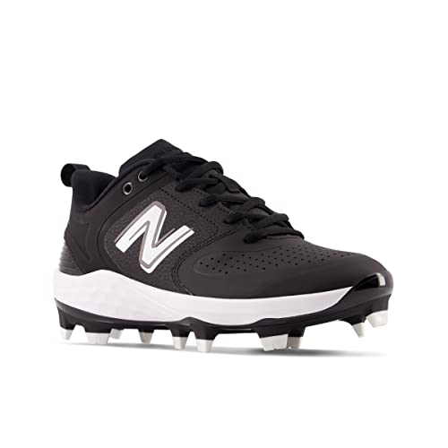 New Balance Women's Fresh Foam Velo V3 Molded Softball Shoe, Black/White, 7 Wide