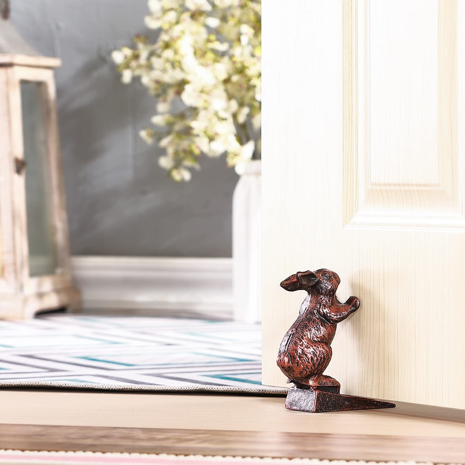 WEMPOLU Cast Iron Door Stop Wedge Cute Rabbit Door Stopper for Bottom of Door(Antique Copper, 2.49LBs)………