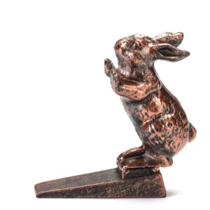 WEMPOLU Cast Iron Door Stop Wedge Cute Rabbit Door Stopper for Bottom of Door(Antique Copper, 2.49LBs)………