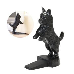 3.78 lbs dog door stop wedge decorative cast iron door stopper for bottom of door(black)