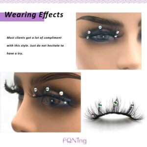 Mink Lashes with Glitter Rhinestones Cute Popular Eyelashes 4 Pairs(AF08crystal)