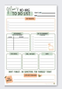 mom's no-nag to-do list, 50 tear-off 6"x9" sheet pad (perfect for tweens and teens) - organizer, scheduler, daily planner, productivity tracker for organizing goals, notepad