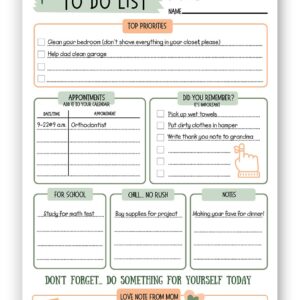 Mom's No-Nag To-Do List, 50 Tear-Off 6"x9" Sheet Pad (Perfect for Tweens and Teens) - Organizer, Scheduler, Daily Planner, Productivity Tracker for Organizing Goals, Notepad