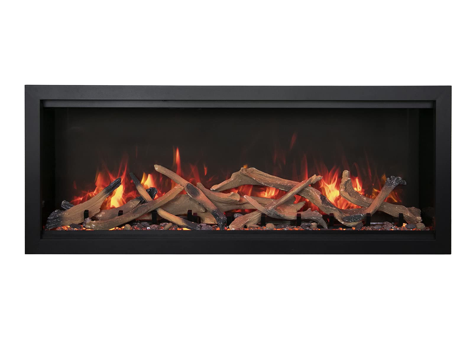 Amantii SYM-50-XT-BESPOKE Symmetry Extra Tall Bespoke 50-inch Indoor/Outdoor Electric Fireplace with Remote, Trim, Drift Log Media, and WiFi/Bluetooth Speaker