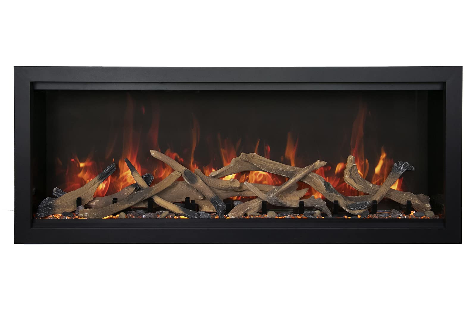 Amantii SYM-50-XT-BESPOKE Symmetry Extra Tall Bespoke 50-inch Indoor/Outdoor Electric Fireplace with Remote, Trim, Drift Log Media, and WiFi/Bluetooth Speaker