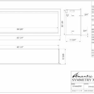 Amantii SYM-60-XT-BESPOKE Symmetry Extra Tall Bespoke 60 Inch Recessed Indoor Outdoor Electric Fireplace, WiFi Bluetooth Speaker Available, with Trim and Ice Media