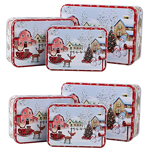 YWKXM Christmas Cookie Tins Cookie Jars Food Storage - Decorative Cookie Gift Tins, Extra Thick Metal (2)