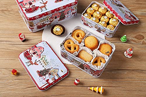 YWKXM Christmas Cookie Tins Cookie Jars Food Storage - Decorative Cookie Gift Tins, Extra Thick Metal (2)