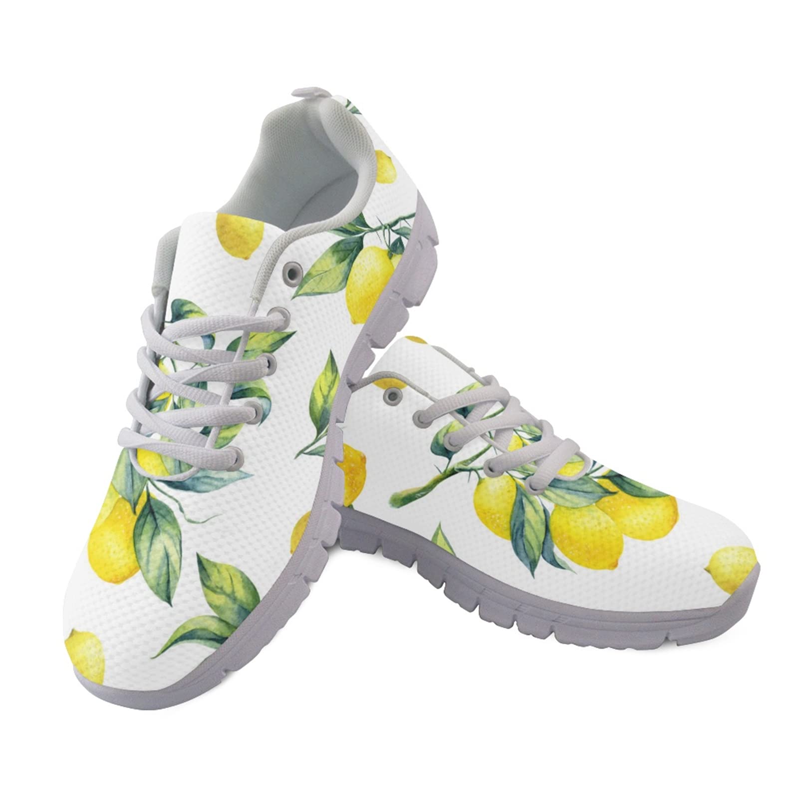 Forchrinse Lemon Print Women’s Walking Running Shoes Tennis Shoes Breathable Causal Sport Athletic Sneaker