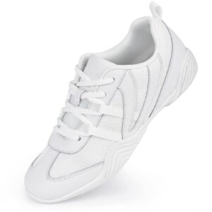cadidl cheer shoes women cheerleading dance shoes tennis athletic flats walking sneakers for girls white 7 (m) us