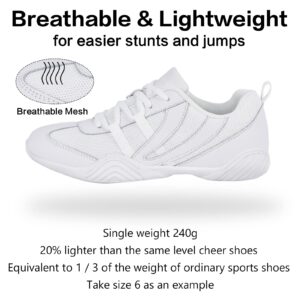 CADIDL Cheer Shoes Women Cheerleading Dance Shoes Tennis Athletic Flats Walking Sneakers for Girls White 7 (M) US