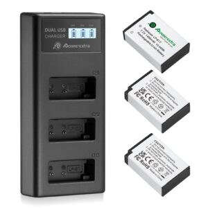 powerextra 3 pack lp-e17 battery and charger compatible with canon lp e17 and canon rebel sl2 sl3 t6i t6s t7i m3 m5 m6 200d 77d 750d 760d 800d 8000d kiss x8i