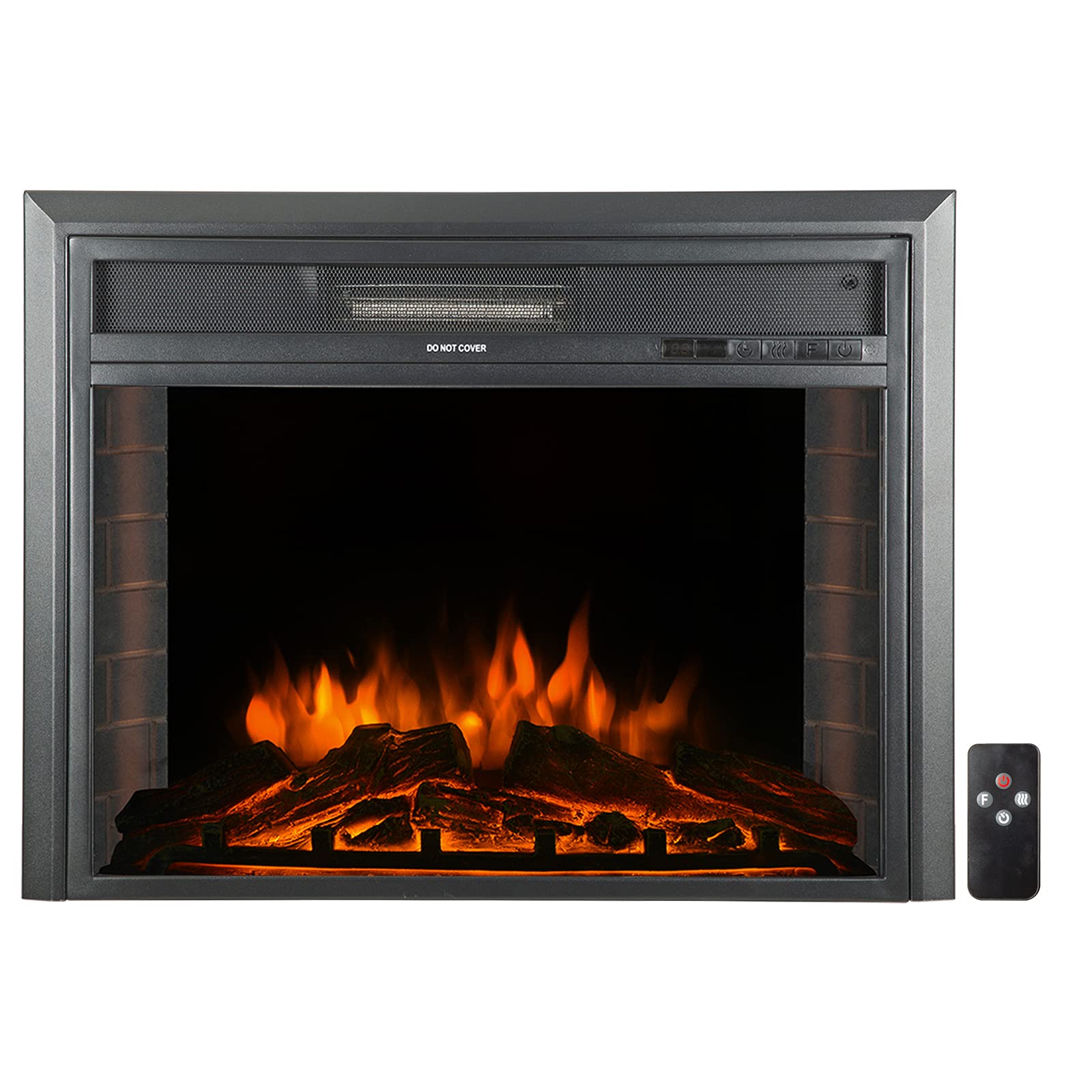 23 inch 750W/1500W Electric Fireplace Inserts with Remote Control in Wall recessed, Energy Saving Insert Fireplace Heater Indoor Glass View, Black