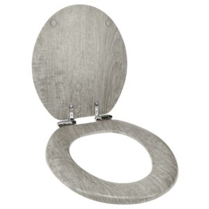 ginsey home+solutions distressed grey wood round toilet seat 12015