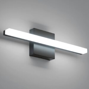 combuh led bathroom vanity light bar dimmable ip44 over mirror lighting fixture 16inch wall sconces indoor 9w modern cool white 6000k black