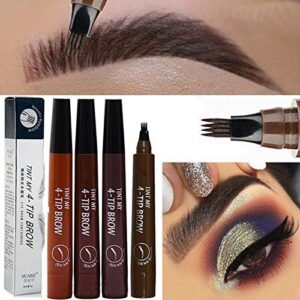 microblading tattoo eyebrow pen, wublsyan waterproof ink gel tint drawing eyebrow pencil with four tips, creates long lasting natural hair-like defined brows all day(4 pcs)