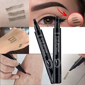 Microblading Tattoo Eyebrow Pen, WUBLSYAN Waterproof Ink Gel Tint Drawing Eyebrow Pencil with Four Tips, Creates Long Lasting Natural Hair-Like Defined Brows All Day(4 PCS)