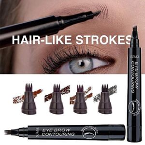 Microblading Tattoo Eyebrow Pen, WUBLSYAN Waterproof Ink Gel Tint Drawing Eyebrow Pencil with Four Tips, Creates Long Lasting Natural Hair-Like Defined Brows All Day(4 PCS)