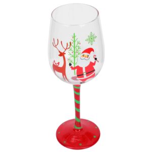 angoily christmas wine glasses with stem, santa claus and elk glass christmas wine goblets cups for home bar and nightclub, christmas cocktails glasses goblet for xmas holiday wineglass gift