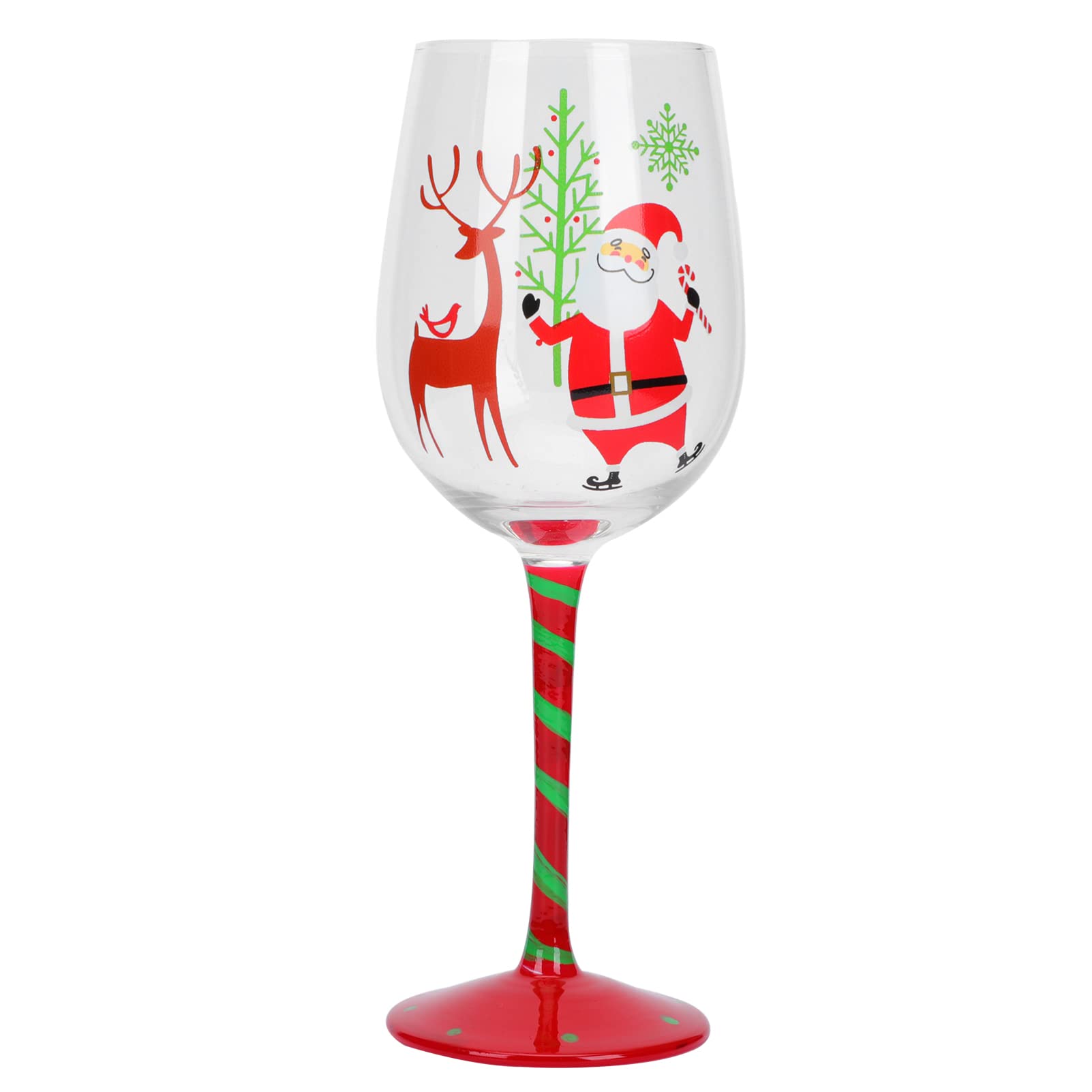 Angoily Christmas Wine Glasses with Stem, Santa Claus and Elk Glass Christmas Wine Goblets Cups for Home Bar and Nightclub, Christmas Cocktails Glasses Goblet for Xmas Holiday Wineglass Gift